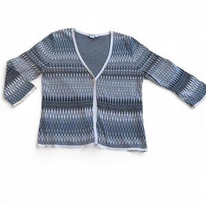 Pendleton Women’s Cotton Linen Blue Button Cardigan 3/4 Sleeve sz Large